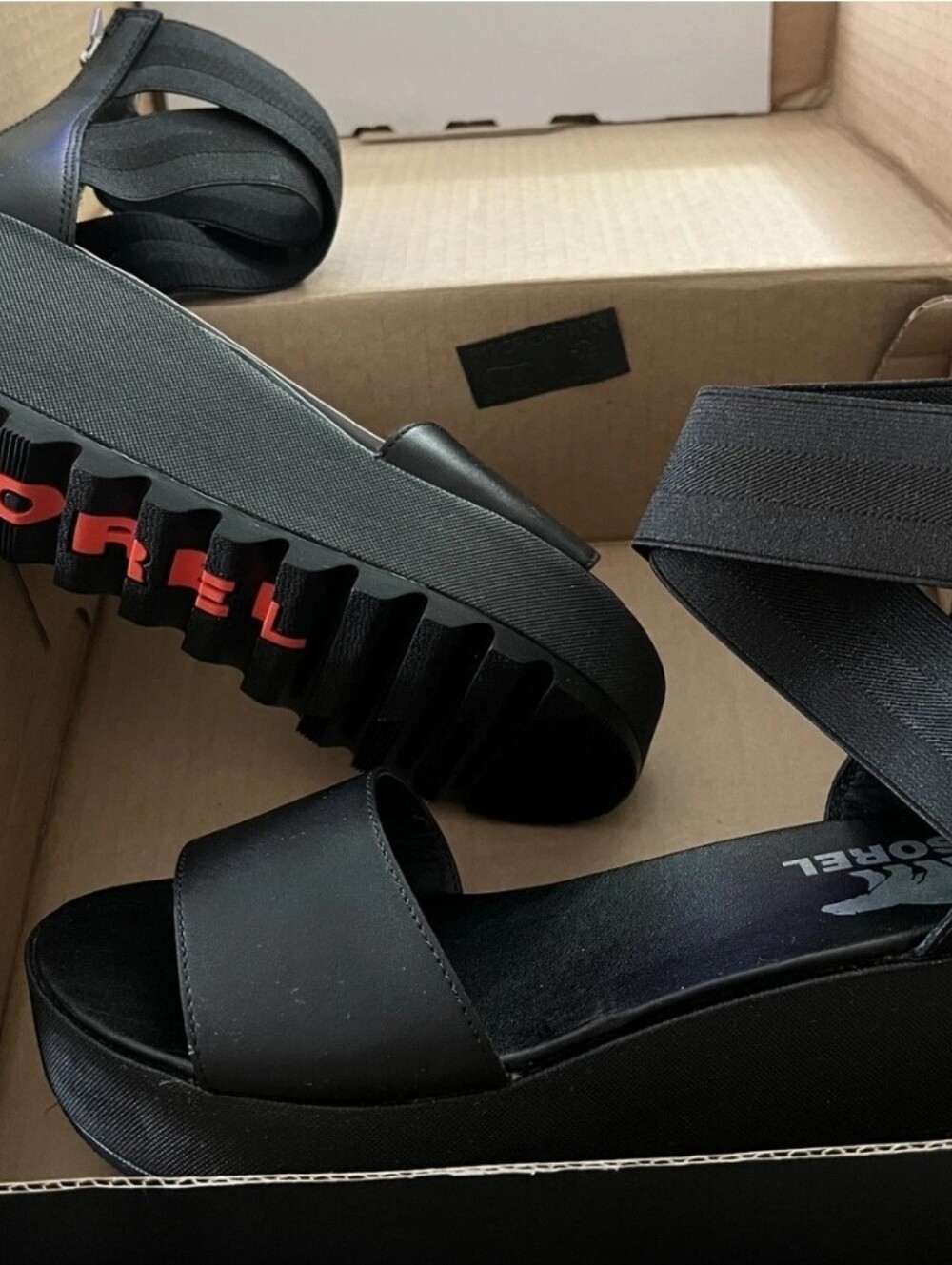 SOREL Cork Wedge Sandals with Ankle Wrap - Picture 5 of 6